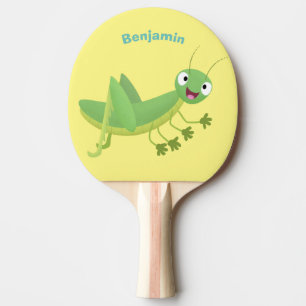 Cute green happy grasshopper cartoon ping pong paddle