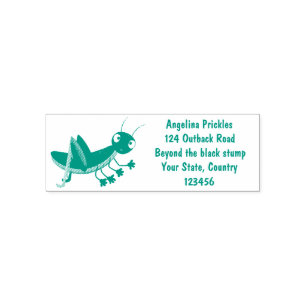 Cute green happy grasshopper cartoon self-inking stamp