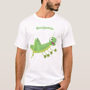 Cute green happy grasshopper cartoon T-Shirt