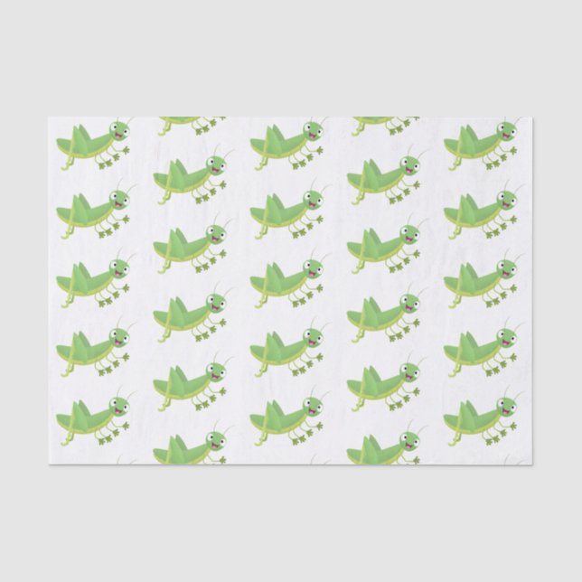 Cute green happy grasshopper cartoon tissue paper (Front)