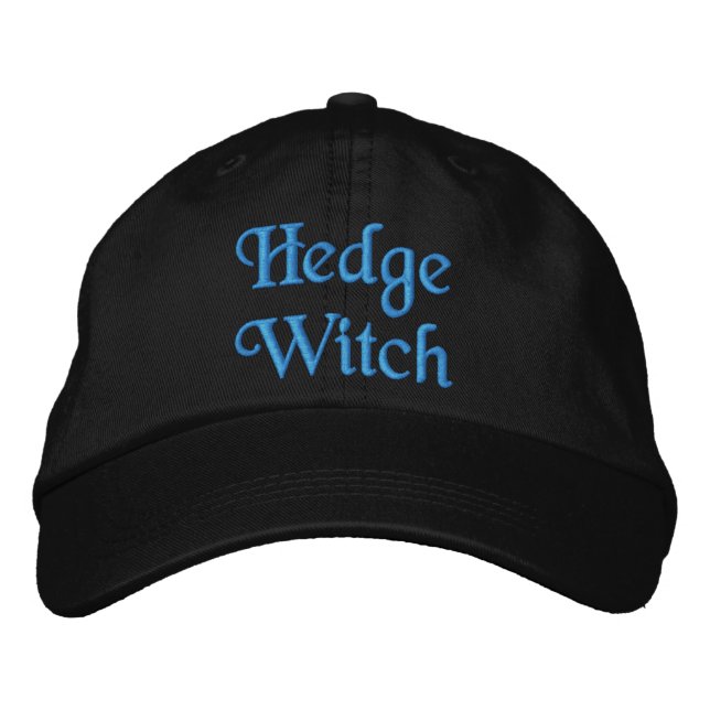 Cute Green HedgeWitch Quote Turquoise Black  Embroidered Hat (Front)