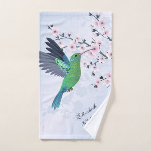 Cute Green Hummingbird Cherry Blossom Ajouter Nom 