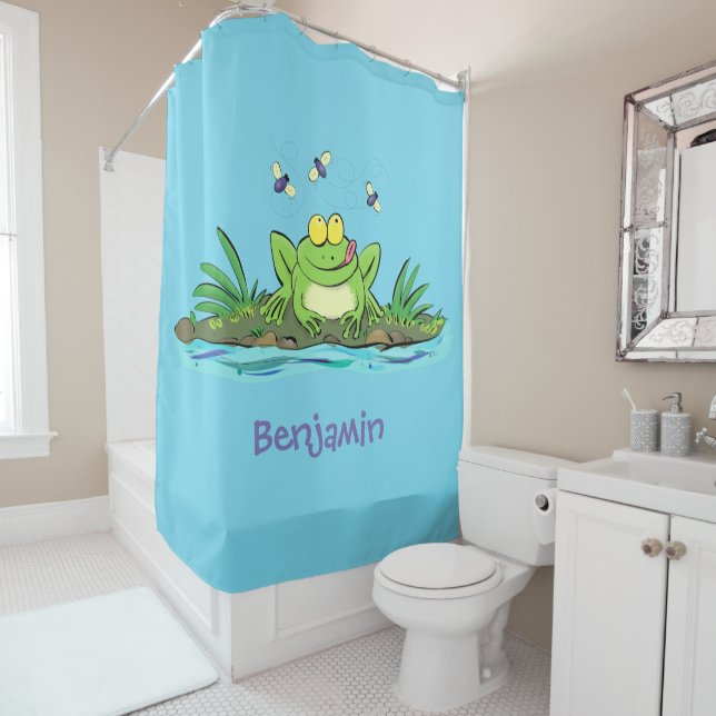Cute green hungry frog cartoon illustration (In Situ)