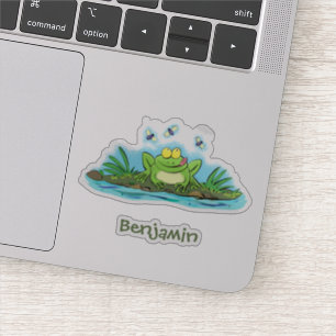 Cute green hungry frog cartoon illustration