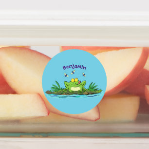 Cute green hungry frog cartoon illustration