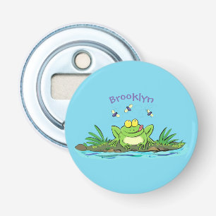 Cute green hungry frog cartoon illustration bottle opener