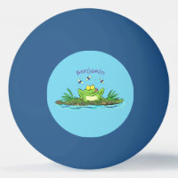 Cute green hungry frog cartoon illustration