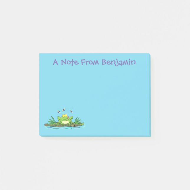 Cute green hungry frog cartoon illustration post-it notes (Front)