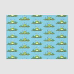 Cute green hungry frog cartoon illustration tissue paper