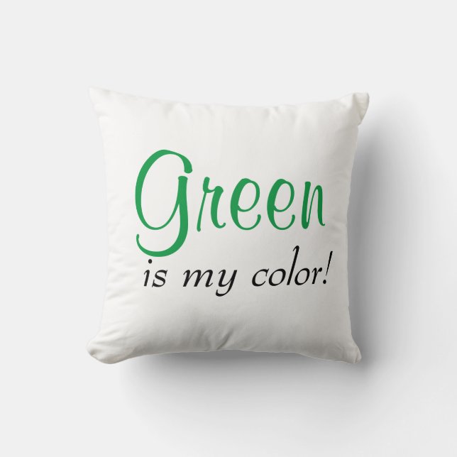Cute Green Is My Colour Throw Pillow (Front)