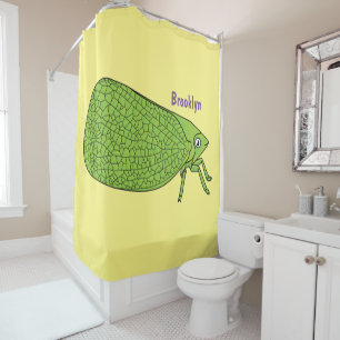 Cute green leaf hopper insect cartoon illustration