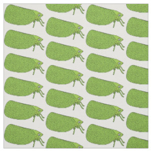 Cute green leaf hopper insect cartoon illustration fabric