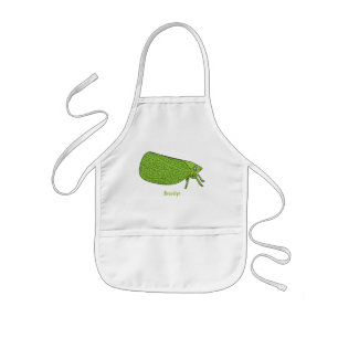 Cute green leaf hopper insect cartoon illustration kids apron