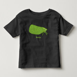 Cute green leaf hopper insect cartoon illustration toddler t-shirt