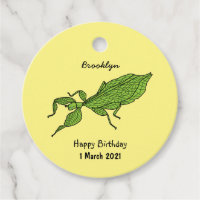 Cute green leaf insect cartoon illustration