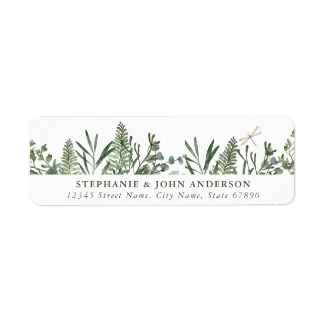 Cute Green Leaves Return Address Labels (Front)