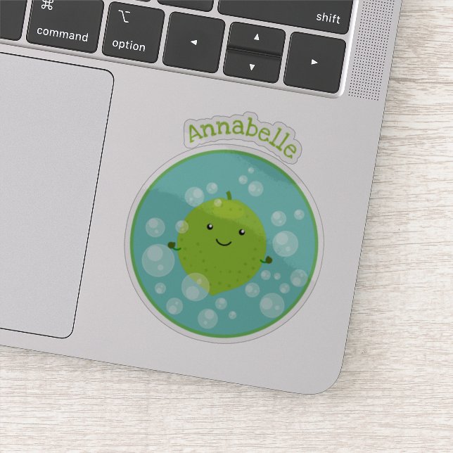Cute green lime bubbles cartoon illustration (Detail)