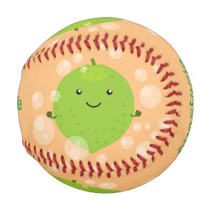Cute green lime bubbles cartoon illustration baseball