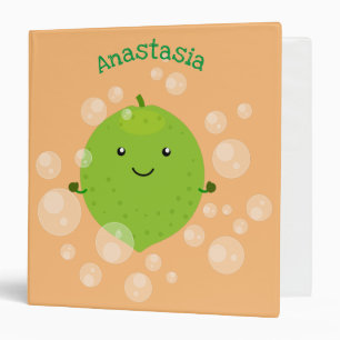 Cute green lime bubbles cartoon illustration binder