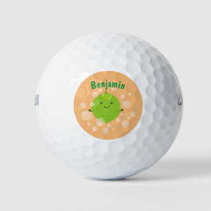 Cute green lime bubbles cartoon illustration golf balls