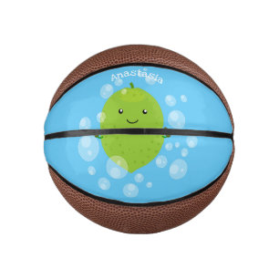 Cute green lime bubbles cartoon illustration mini basketball