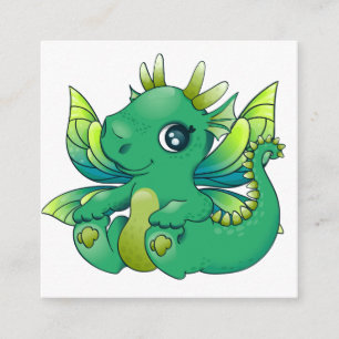 Cute green little dragon with yellow wings enclosure card