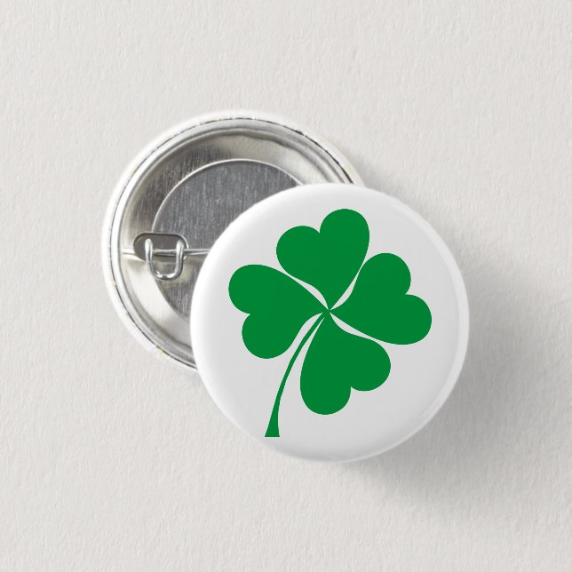 Cute Green Lucky 4 leaves heart Clover shamrock 1 Inch Round Button (Front & Back)