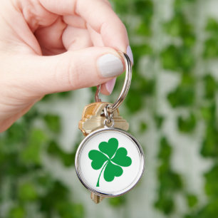 Cute green lucky 4 leaves heart clover shamrock keychain