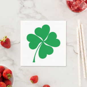 Cute Green Lucky 4 leaves heart Clover shamrock Napkin