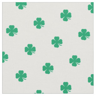 Cute Green Lucky Clover White Dots Pattern Fabric