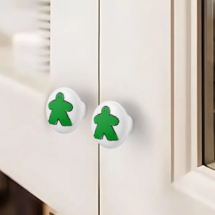 Cute Green Meeple Board Game Room Ceramic Knob