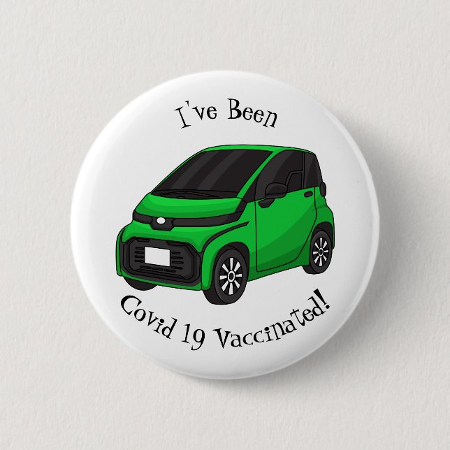 Cute green micro sized car  2 inch round button (Front)