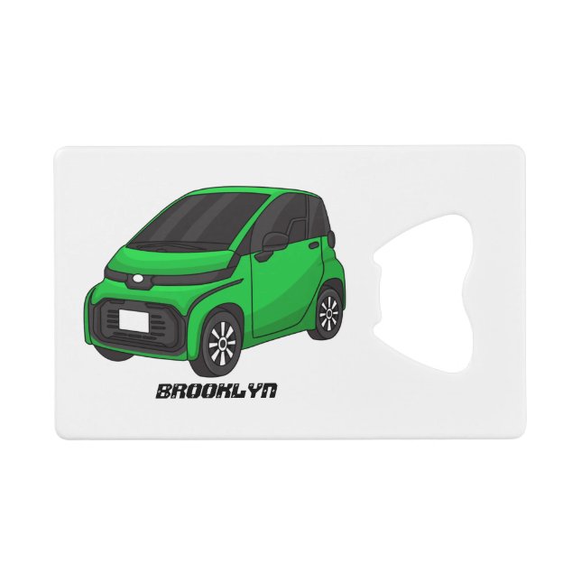 Cute green micro sized car credit card bottle opener (Front (Horizontal))