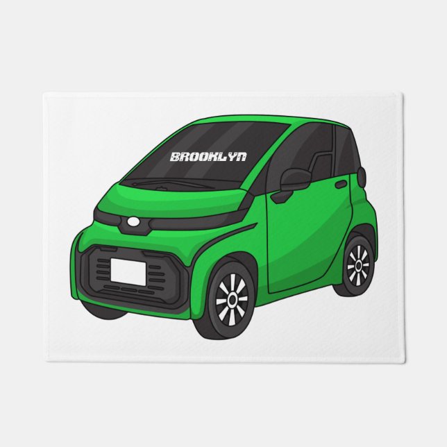 Cute green micro sized car doormat (Front)