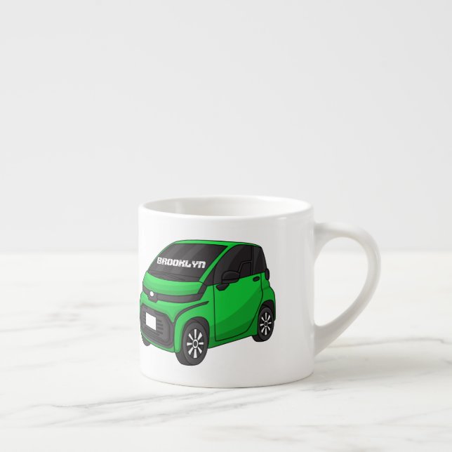 Cute green micro sized car  espresso cup (Right)