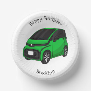 Cute green micro sized car  paper plate