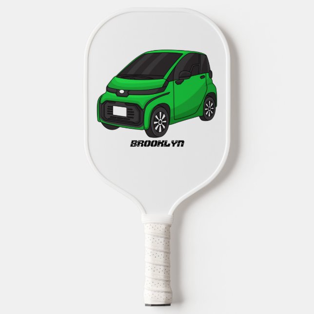 Cute green micro sized car pickleball paddle (Front)