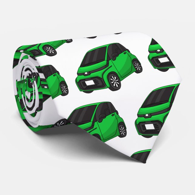 Cute green micro sized car  tie (Rolled)