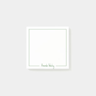 Cute Green Monogram Full Name Post-it Notes