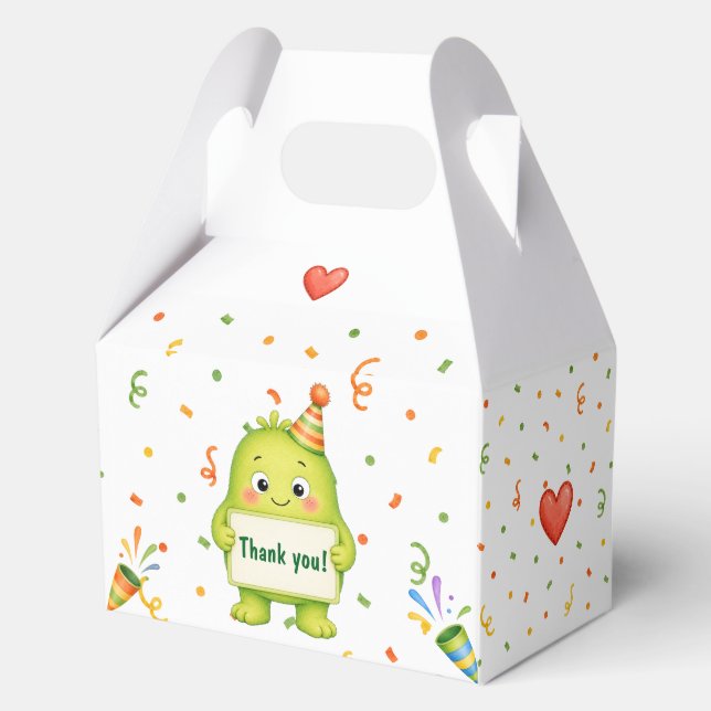 Cute Green Monster Birthday Favour Box (Front)
