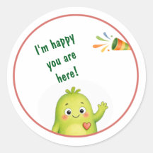 Cute Green Monster Birthday Stickers
