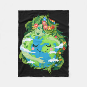 Cute Green Mother Gaia Save Our Planet Earth Day W Fleece Blanket