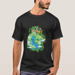 Cute Green Mother Gaia Save Our Planet Earth Day W T-Shirt