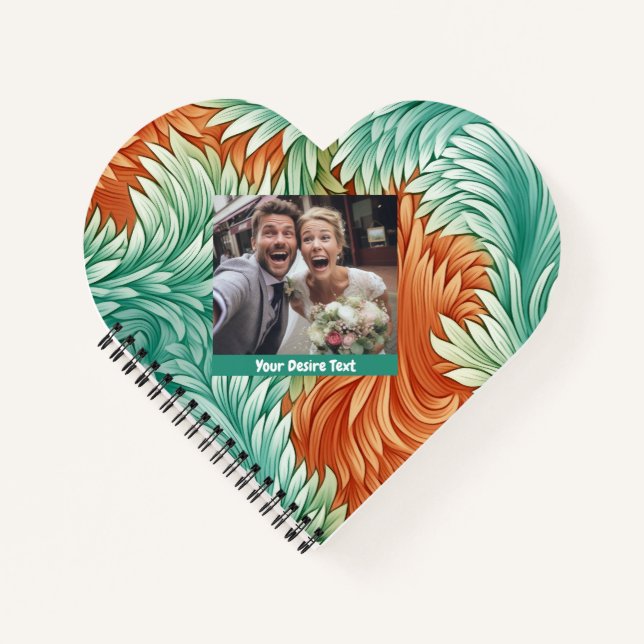 Cute Green Orange Floral Custom Spiral Notebook (Front)
