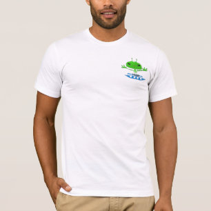 Cute Green Outer Space Aliens with Space Ship T-Shirt