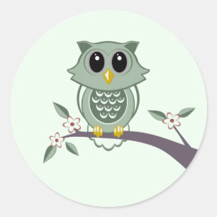 Cute Green Owl Stickers
