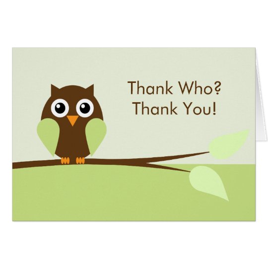 Cute Green Owl Thank You Cards