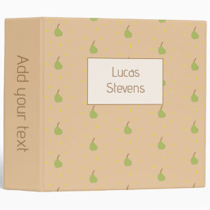 Cute green pear pattern brown binder