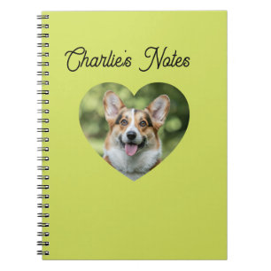 Cute Green Pet Dog Heart Frame Back to School Notebook