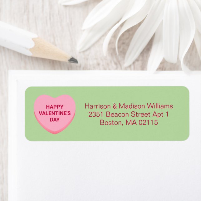Cute green pink candy heart Valentine's Day custom (Insitu)